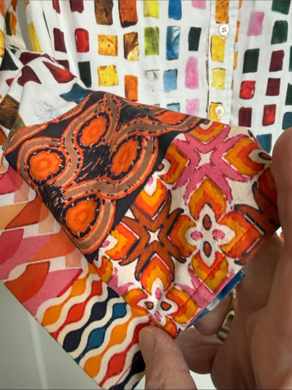 Multicolor Grid-Print Button Front Blouse - Picture 2 of 3